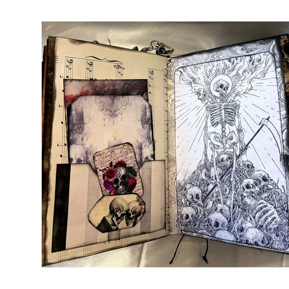 Handmade Gothic Skulls Junk Journal | Mixed‎ Media Art Book | 103 Pages